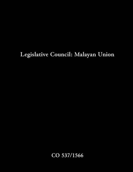 Legislative Council: Malayan Union